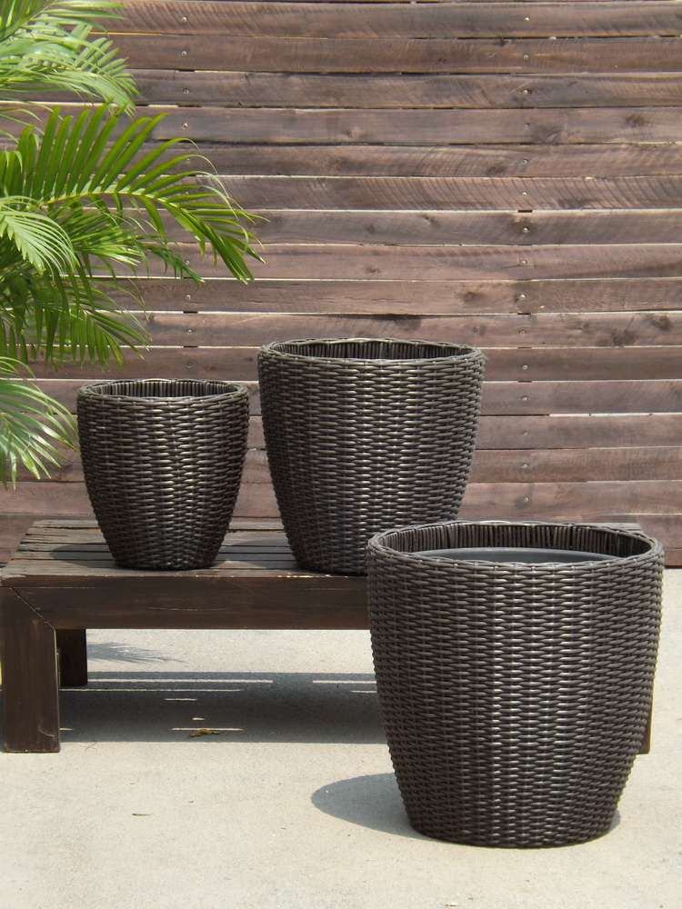 Poly Rattan example 3, Vietnamese ceramic planter